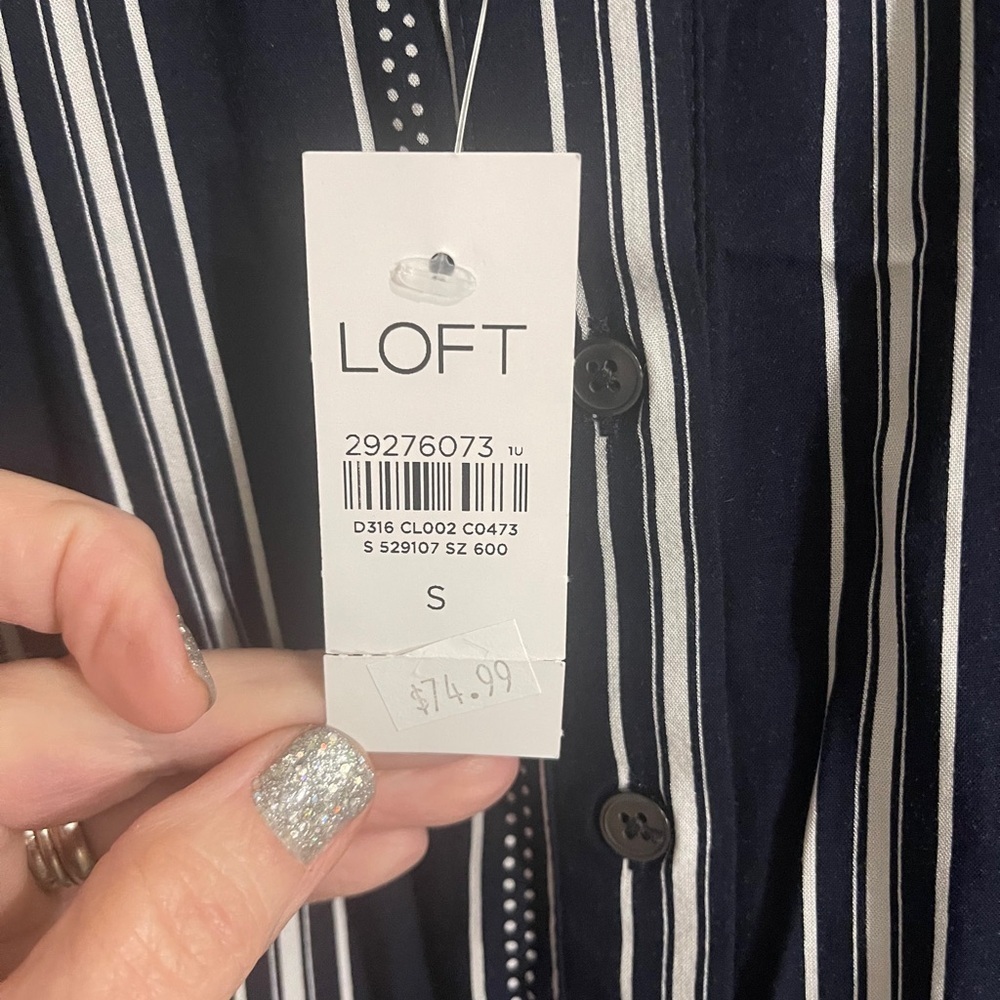 LOFT Navy and White Striped Dress - Picture 6 of 6
